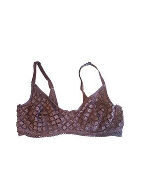 Adore Me Style BR-08019-FUL Unlined Geometric Lace Underwire Bralette 34D Purple